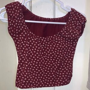 Brandy Melville Maroon Floral Crop Top